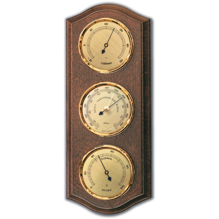 Fischer Martin Sheraton Polished Brass Weather Station Walnut 40cm 9178-12 1 gooads