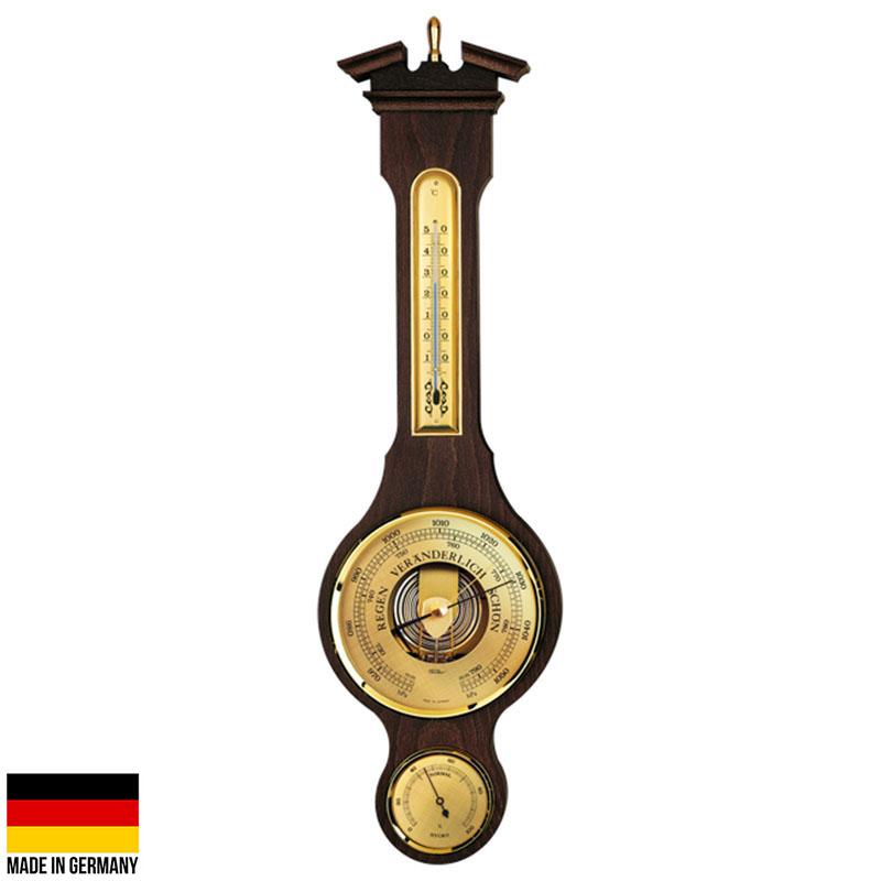 Fischer Olson Sheraton Polished Brass Weather Station Walnut 54cm 6699-12 1