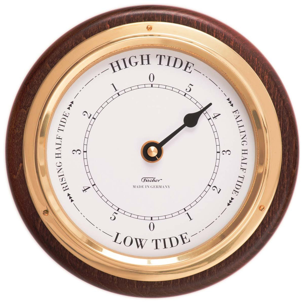 Fischer Polished Brass Tide Clock Mahogany 17cm 1434TD-22 1 gooads