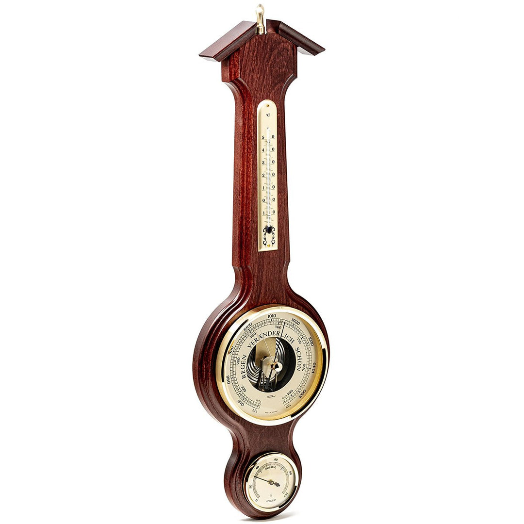 Fischer Taylor Sheraton Polished Brass Weather Station Mahogany 56cm 4673-22 1 gooads