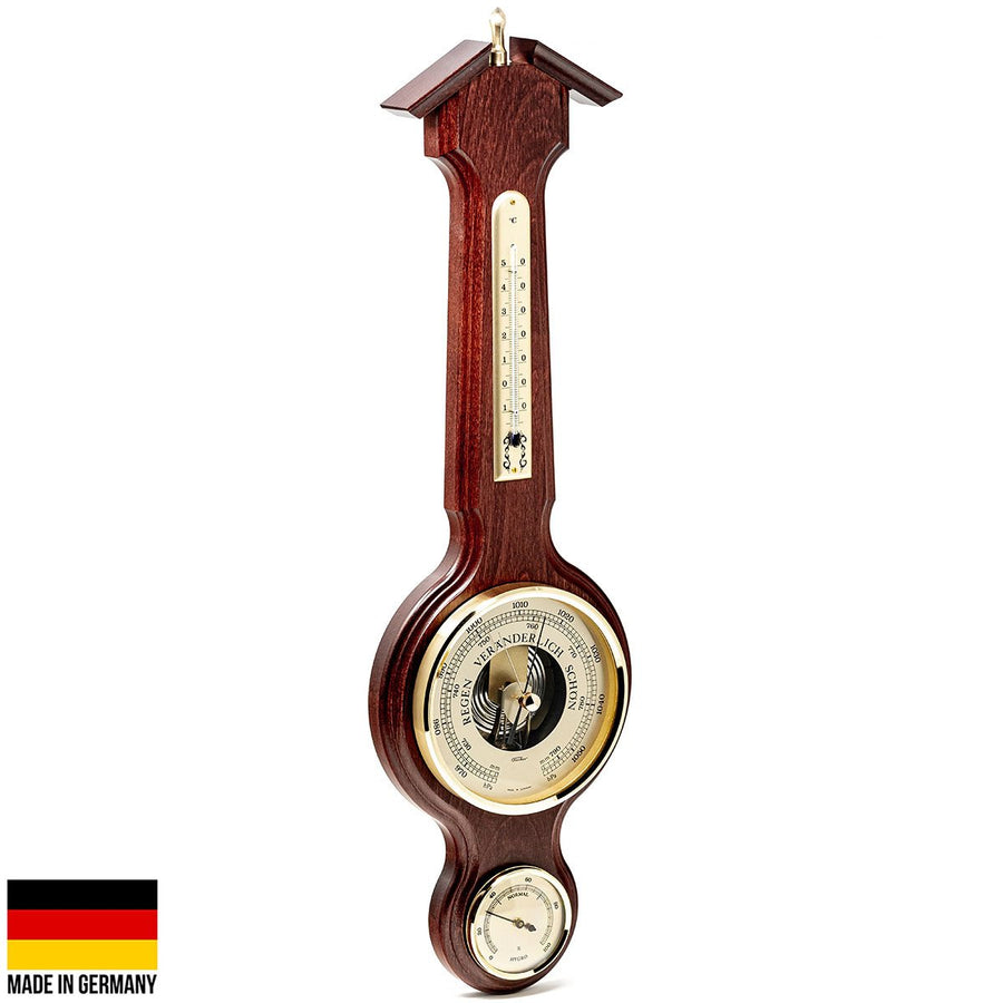 Fischer Taylor Sheraton Polished Brass Weather Station Mahogany 56cm 4673-22 1