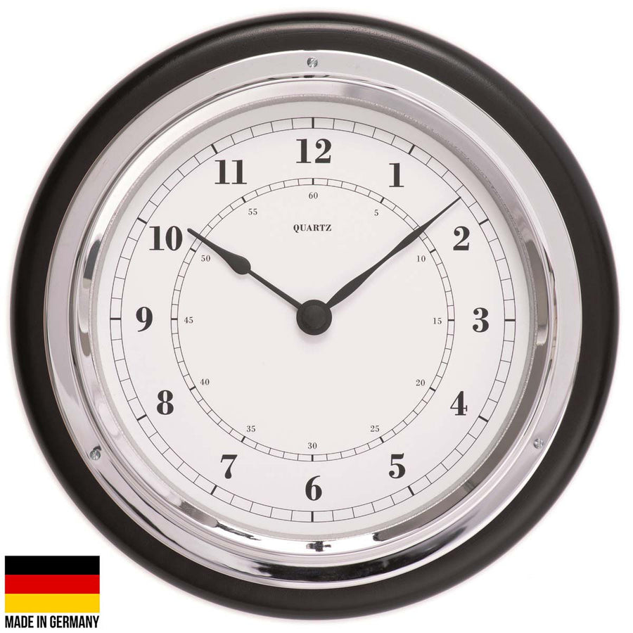 Fischer Walter Chromed Brass Quartz Wall Clock Black 17cm 1 1434U-06