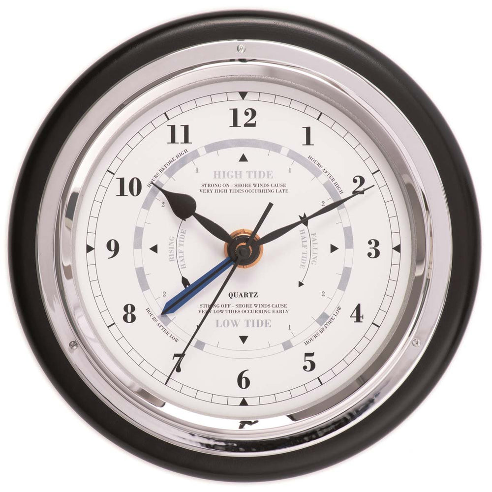 Fischer Walter Chromed Brass Tide and Time Wall Clock Black 17cm 1434GU-06 1 gooads