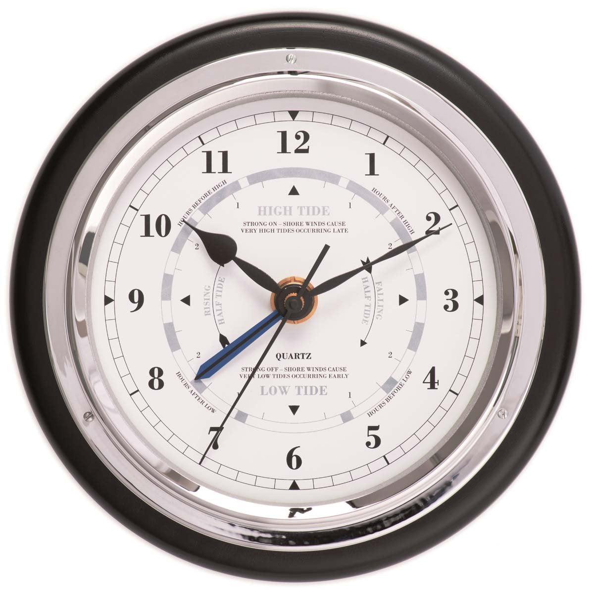 Fischer Walter Chromed Brass Tide and Time Wall Clock Black 17cm 1434GU-06 1 gooads