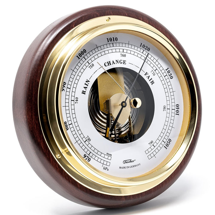 Fischer Walter Polished Brass Barometer Mahogany 17cm 1434B-22 1 gooads