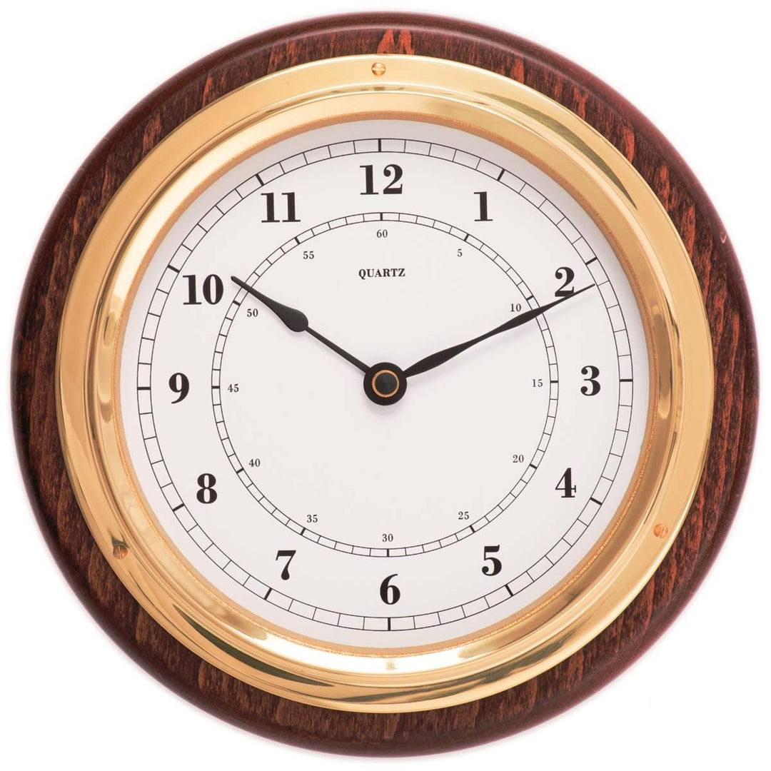 Fischer Walter Polished Brass Quartz Wall Clock Mahogany 17cm 1434U-22 1 gooads