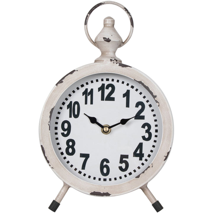 French Provincial FOB Distressed White Iron Desk Clock 28cm 20644CLK 1