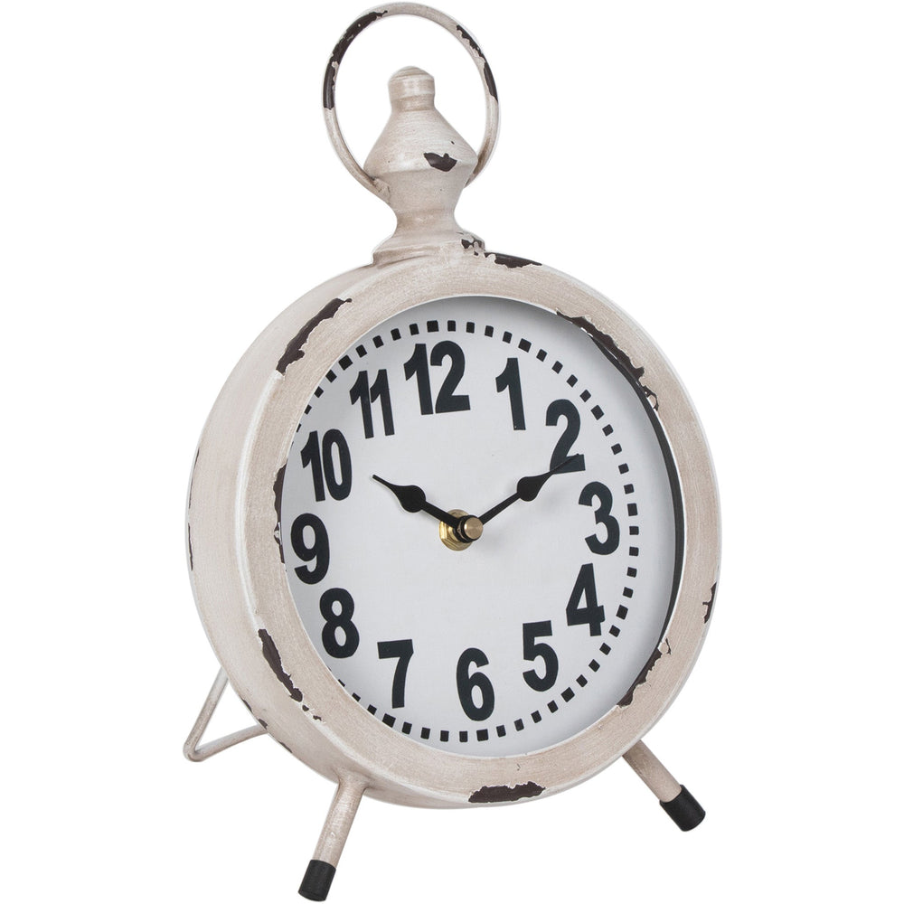 French Provincial FOB Distressed White Iron Desk Clock 28cm 20644CLK 2