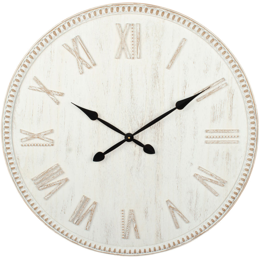 Hamptons Roman Numeral Distressed Rimmed Wall Clock 80cm 90301CLK 1