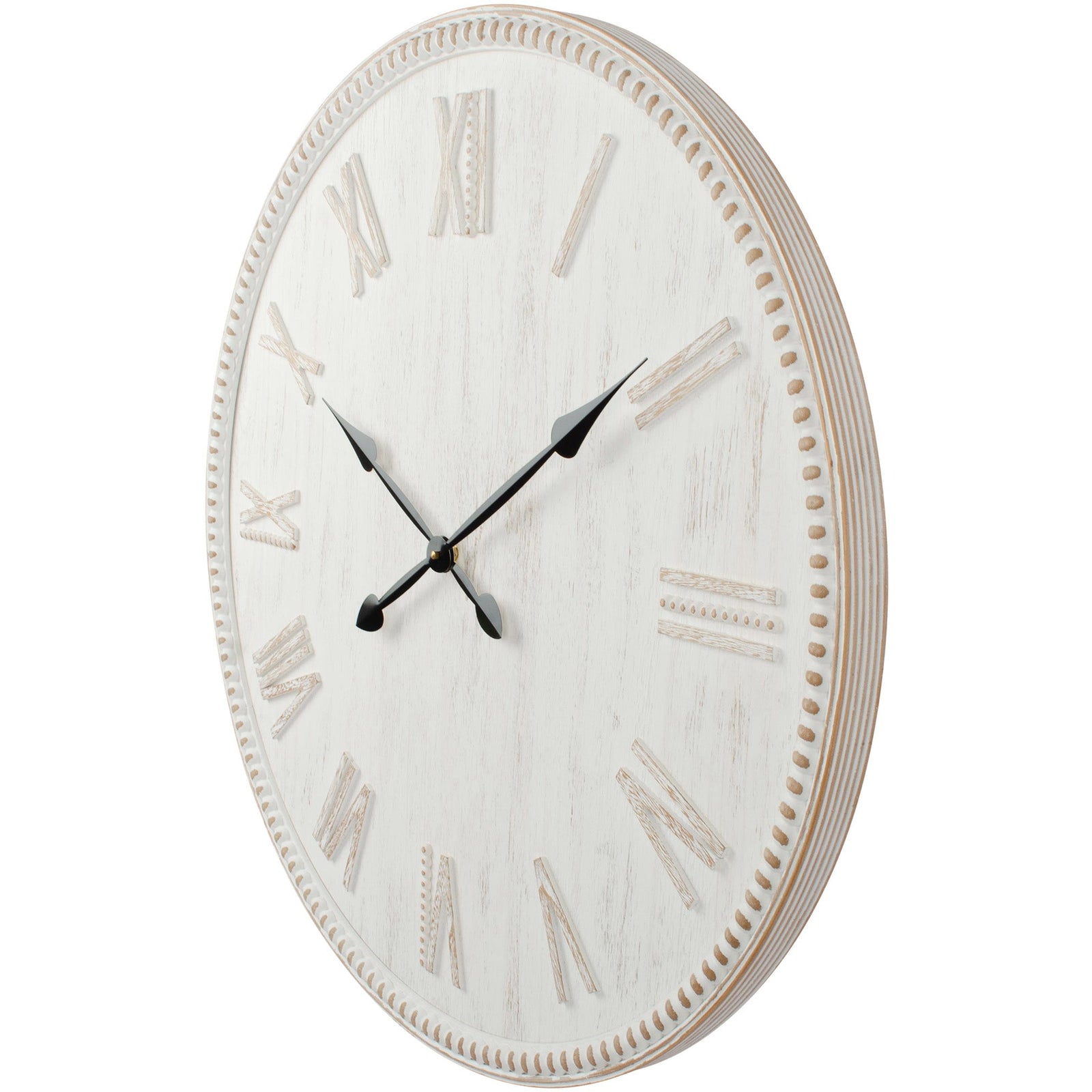 Hamptons Roman Numeral Distressed Rimmed Wall Clock 80cm 90301CLK 2