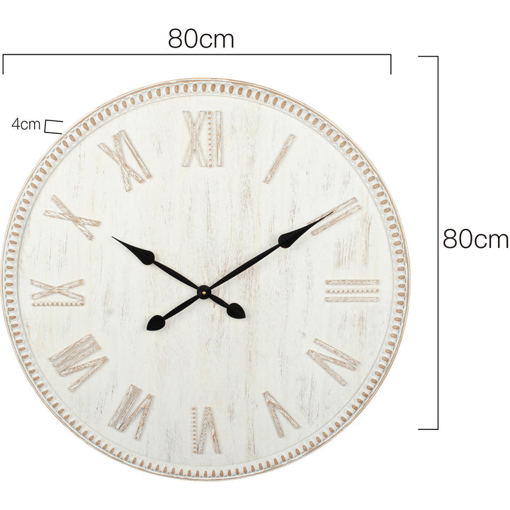 Hamptons Roman Numeral Distressed Rimmed Wall Clock 80cm 90301CLK 4