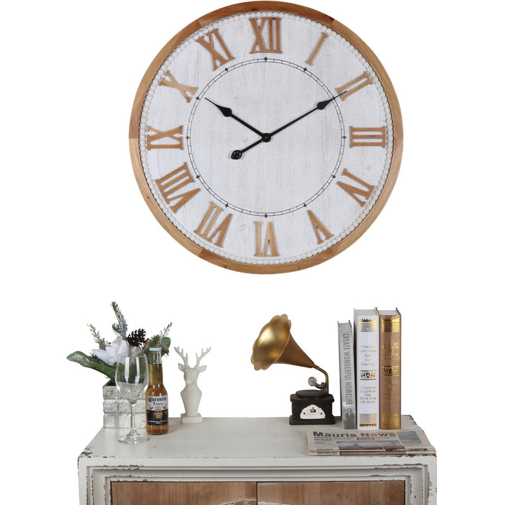Hamptons Roman Numeral Wooden Wall Clock 68cm 56006CLK 5