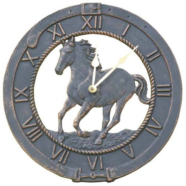 Horse Cast Aluminium Outdoor Wall Clock 38cm ICR-R20 Front