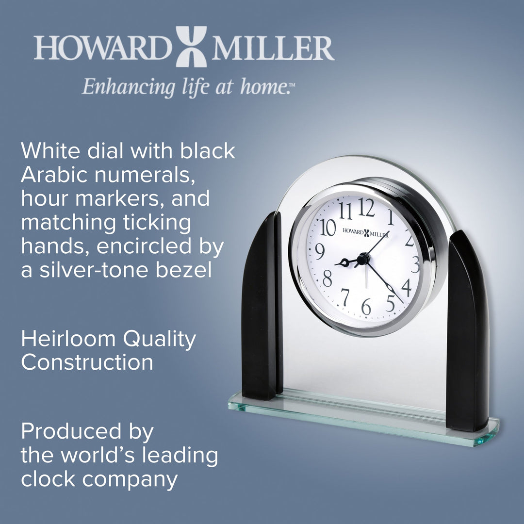 Howard Miller Aden Alarm Clock Glass Black 17cm 645822 3