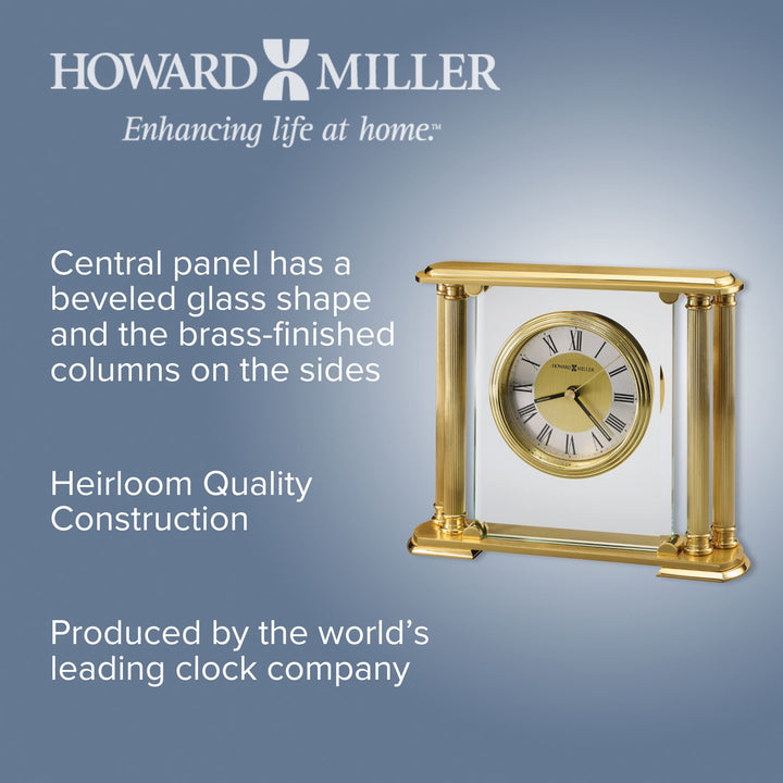 Howard Miller Athens Desk Clock Brass 20cm 613627 2