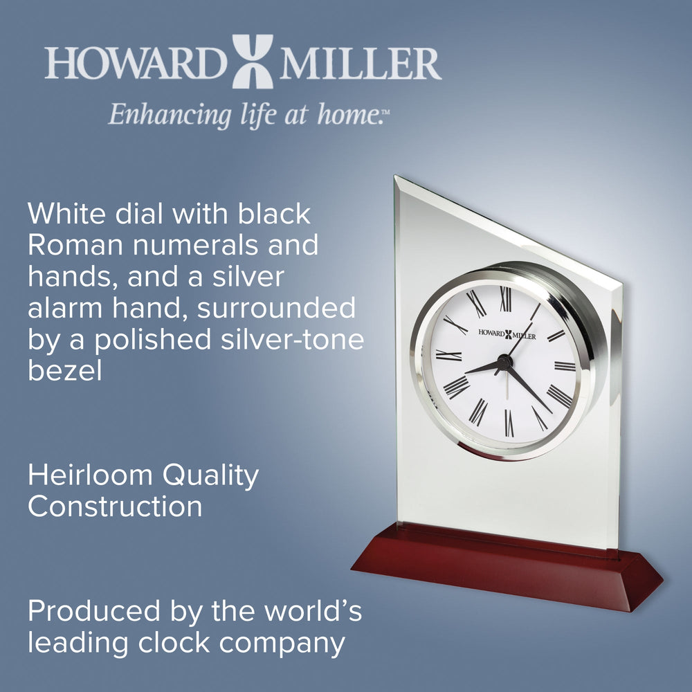 Howard Miller Benton Alarm Clock Wood Glass 19cm 645804 2