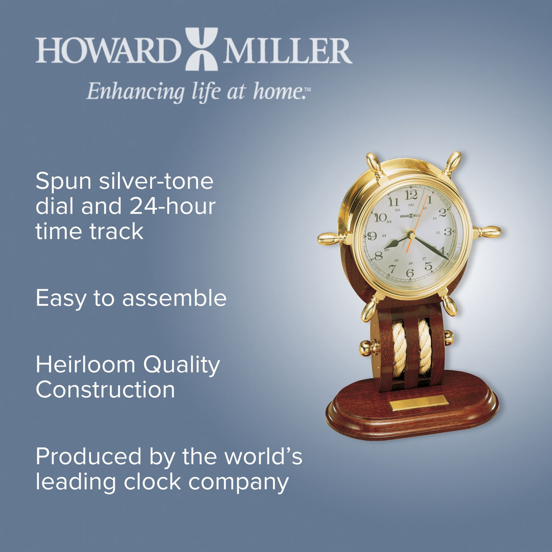 Howard Miller Britannia Desk Clock Brass Mahogany 32cm 613467 2