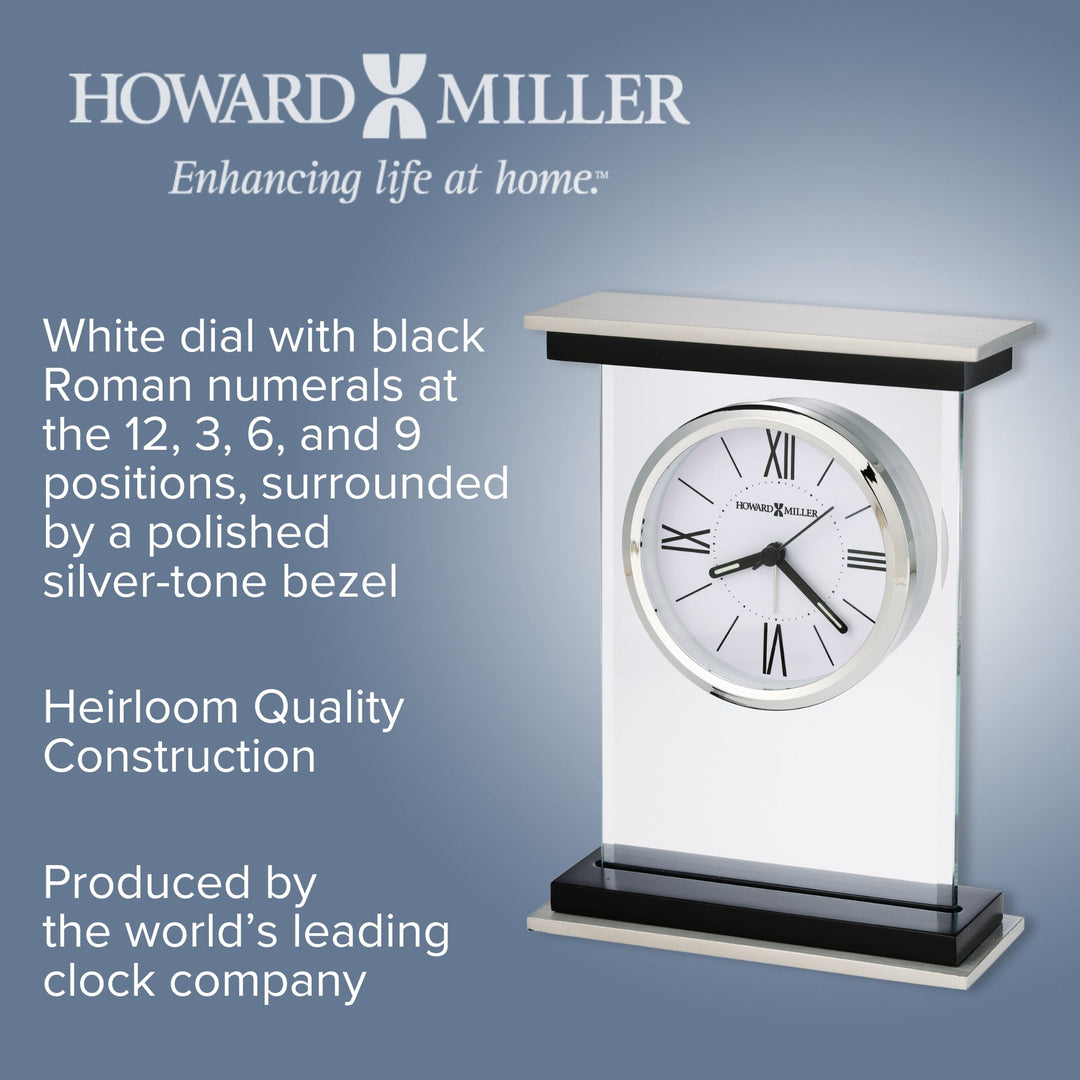 Howard Miller Bryant Alarm Clock Black Satin Silver 18cm 645833 3
