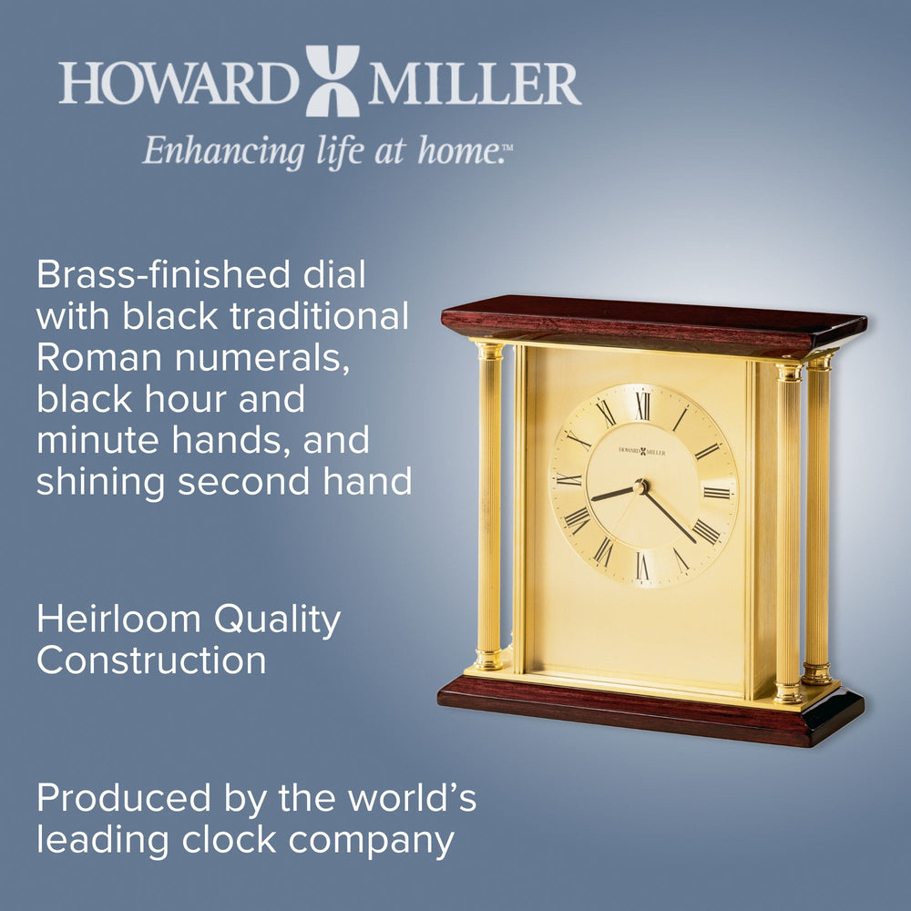 Howard Miller Carlton Desk Clock Dark Wood Brass 23cm 645391 2
