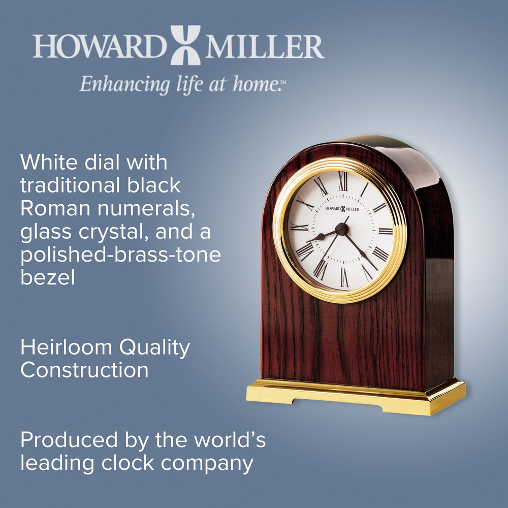 Howard Miller Carter Desk Clock Dark Wood Brass 17cm 645389 2