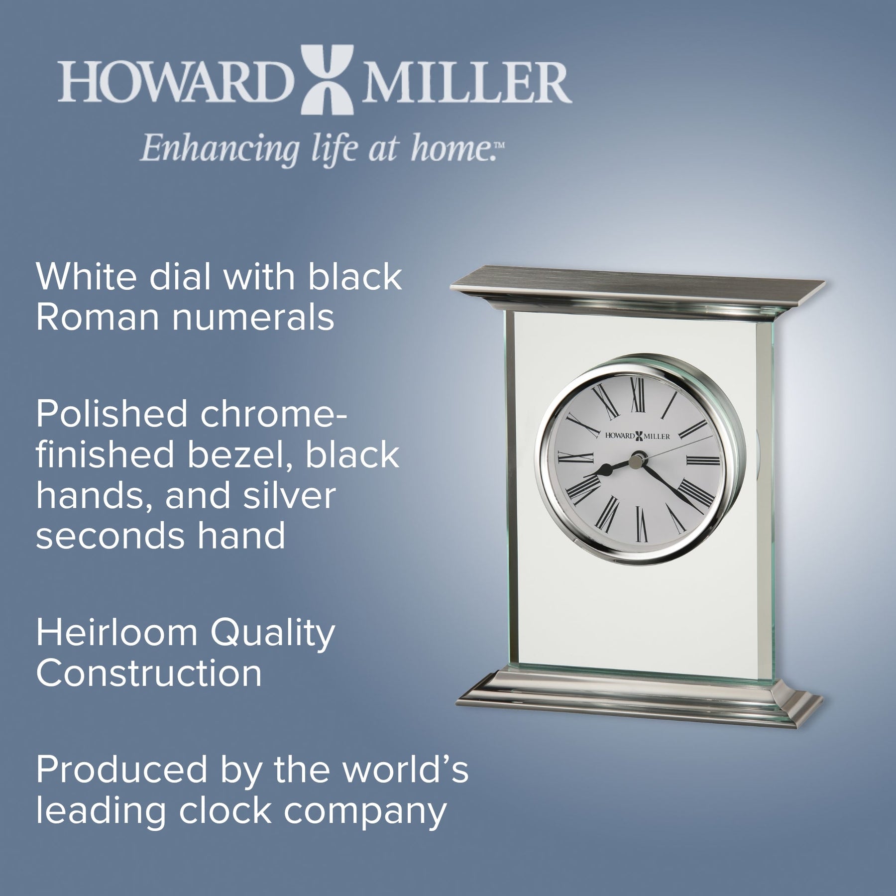 Buy Howard Miller Clifton Desk Clock Glass 18cm Online Oh Clocks