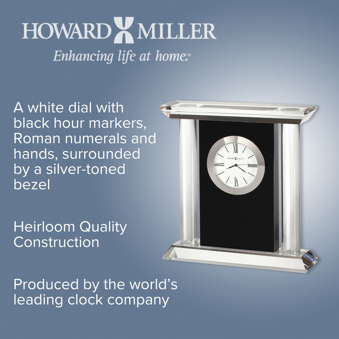 Howard Miller Colonnade Desk Clock Glass Black 18cm 645745 2