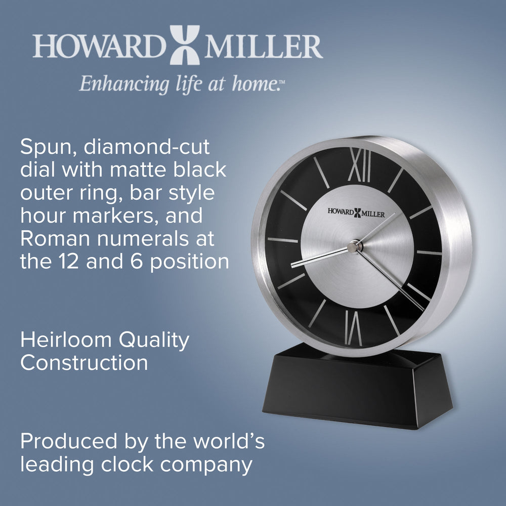 Howard Miller Davis Desk Clock Black 18cm 645787 2