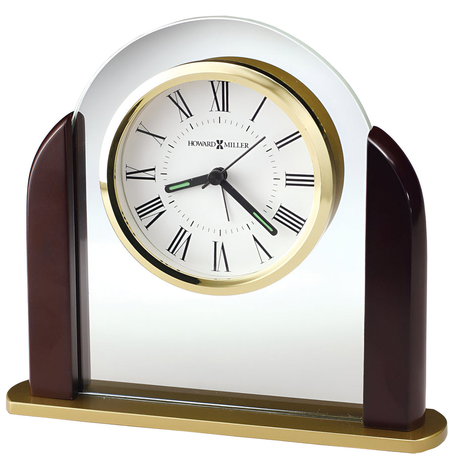 Howard Miller Derrick Alarm Clock Brass Dark Wood 17cm 645602 1