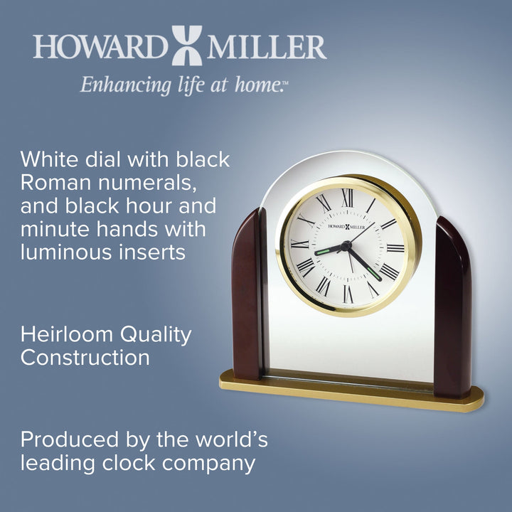 Howard Miller Derrick Alarm Clock Brass Dark Wood 17cm 645602 2