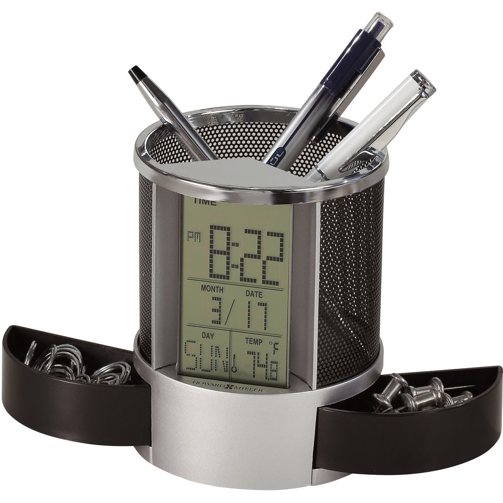 Howard Miller Desk Mate Digital Alarm Clock Black Grey 12cm 645759 2