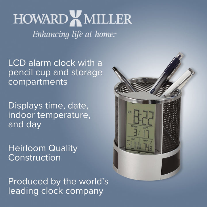 Howard Miller Desk Mate Digital Alarm Clock Black Grey 12cm 645759 3
