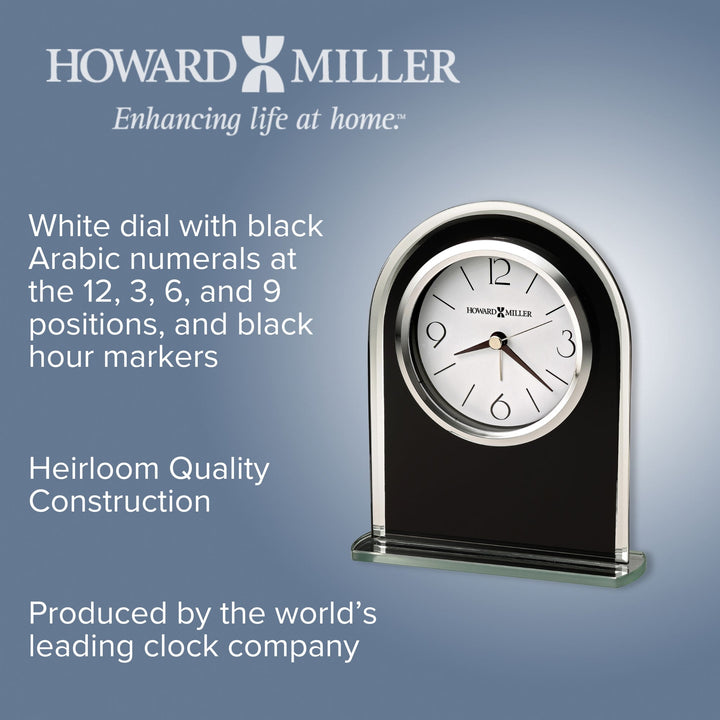 Howard Miller Ebony Luster Alarm Clock Black Silver 16cm 645702 2