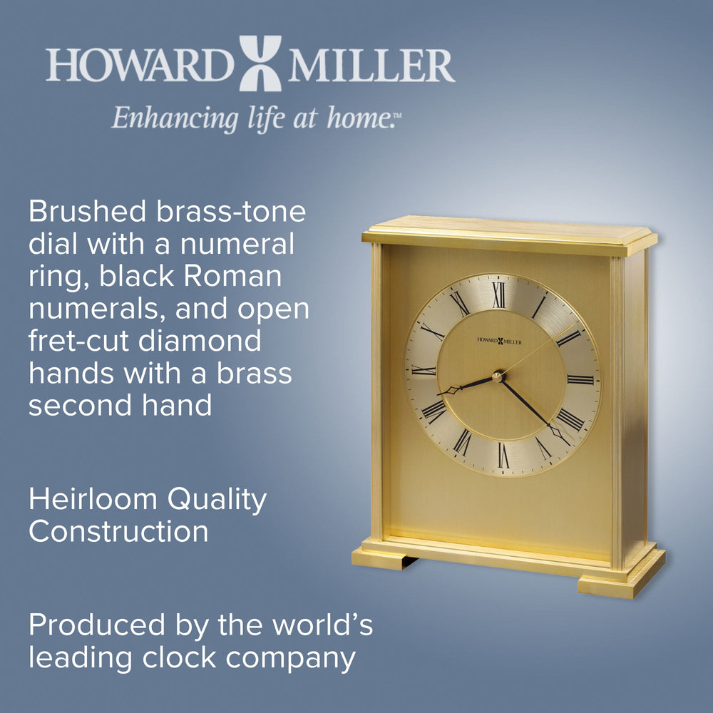 Howard Miller Exton Desk Clock Brass 23cm 645569 2