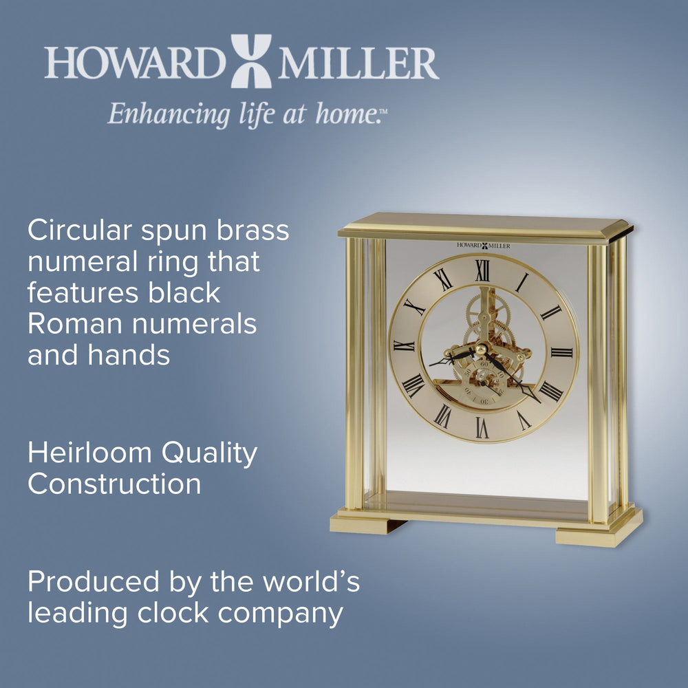 Howard Miller Fairview Desk Clock Glass Brass 21cm 645622 2