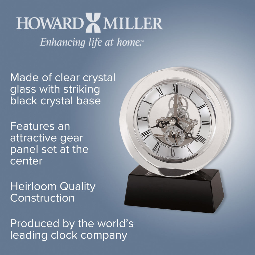 Howard Miller Fusion Desk Clock Clear Black 15cm 645758 2