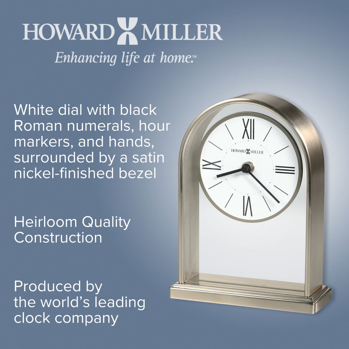Howard Miller Jefferson Desk Clock Nickel Glass 19cm 645826 3