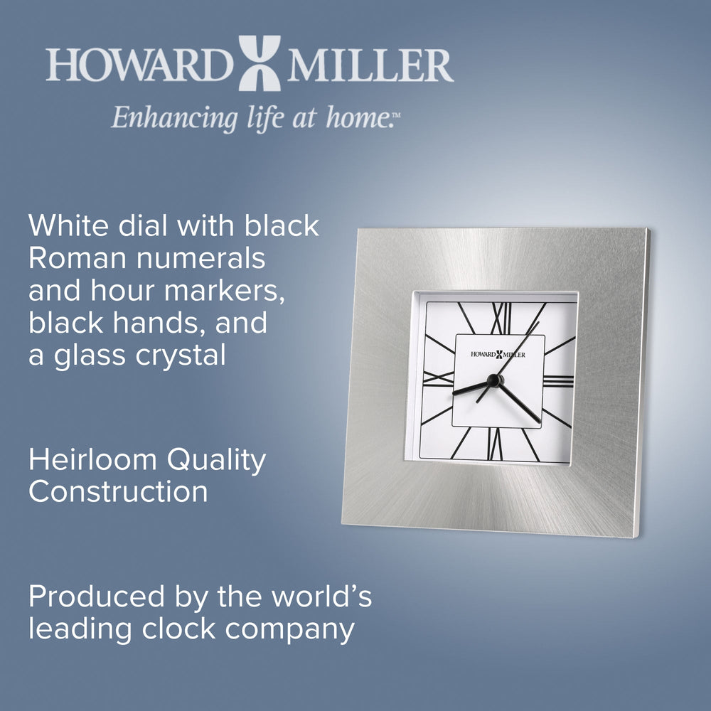 Howard Miller Kendal Desk Clock Silver 16cm 645749 2