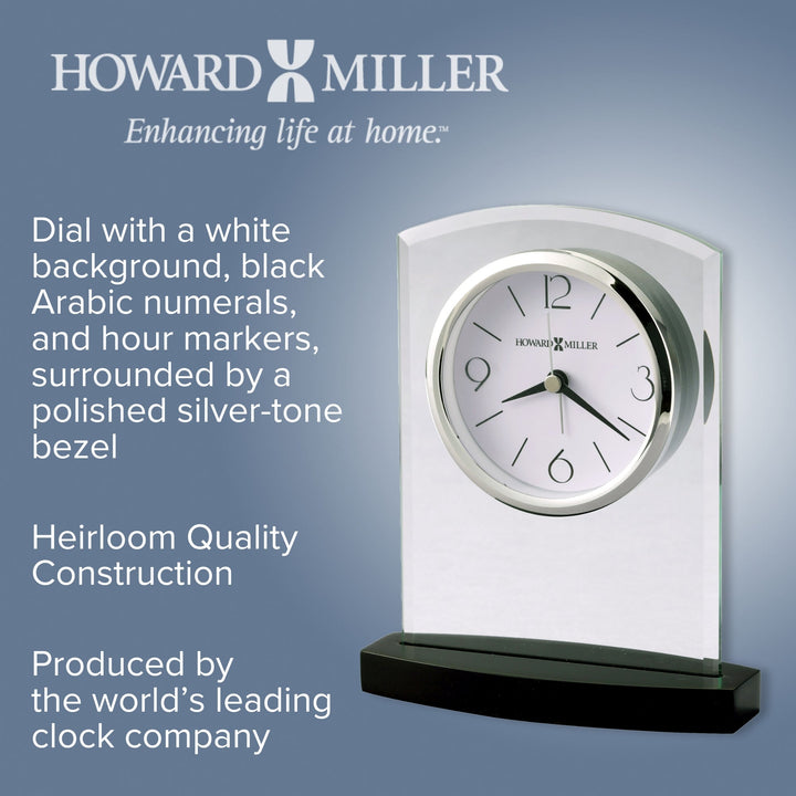 Howard Miller Landre Alarm Clock Black Satin Silver 18cm 645841 3
