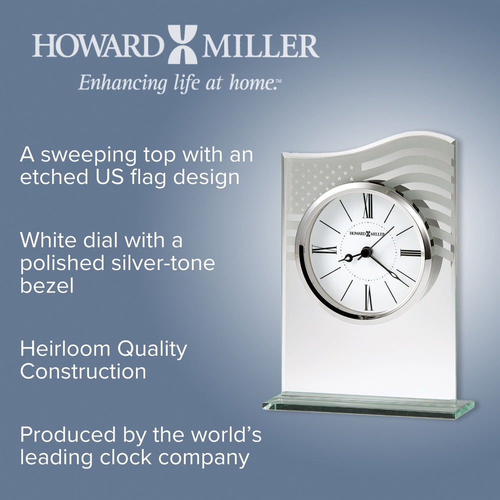 Howard Miller Liberty Alarm Clock Glass Silver 18cm 645779 2