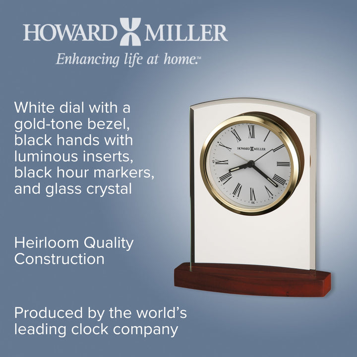 Howard Miller Marcus Alarm Clock Glass Dark Wood 18cm 645580 2