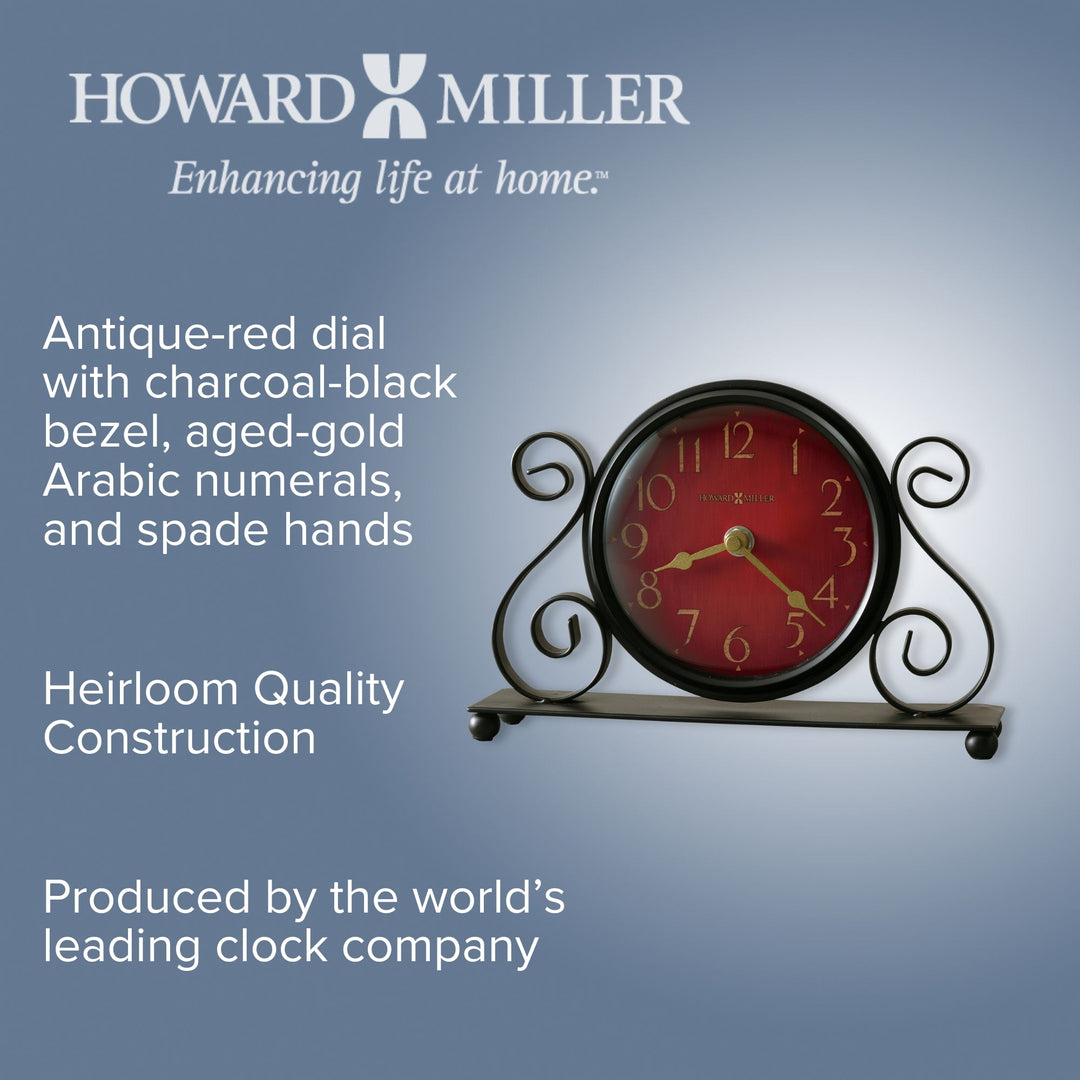 Howard Miller Marisa Desk Clock Black Red Dial 25cm 645649 2
