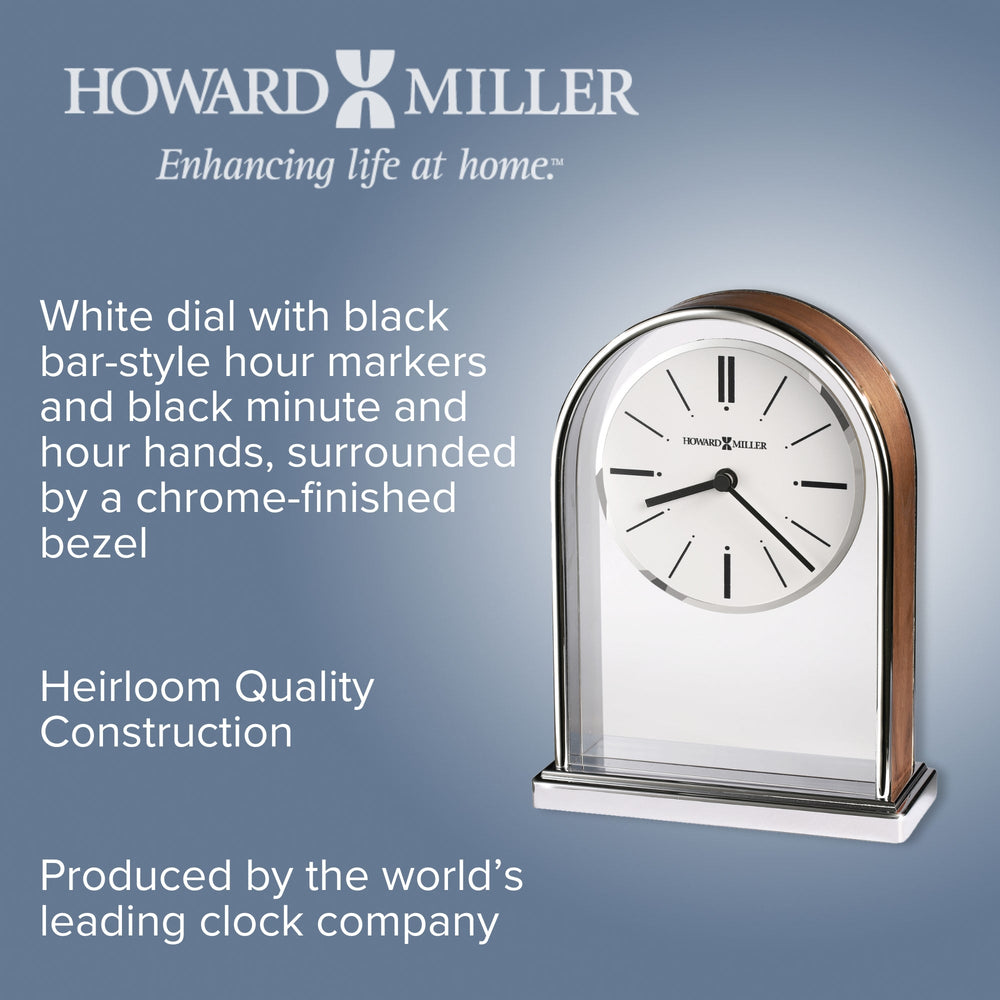 Howard Miller Milan Desk Clock Glass Chrome 19cm 645768 2