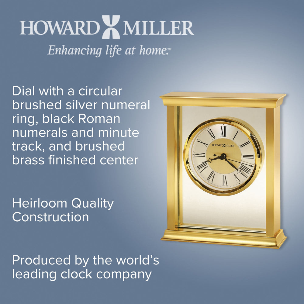 Howard Miller Monticello Desk Clock Glass Brass 19cm 645754 2