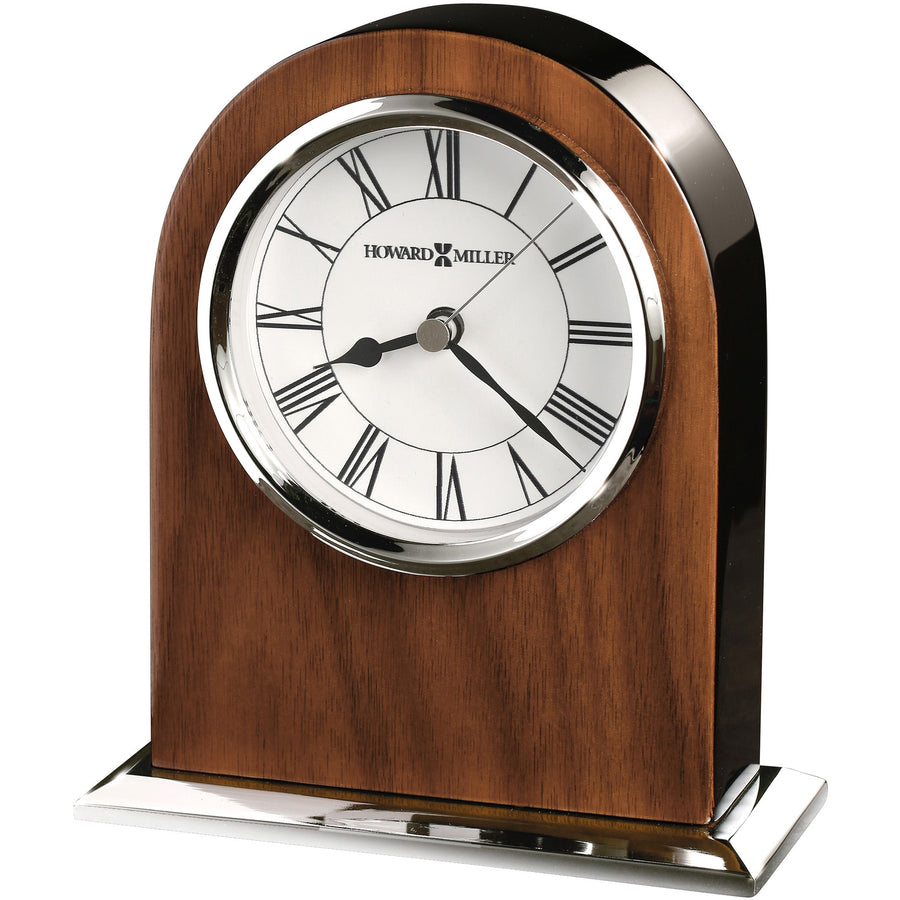 Howard Miller Palermo Desk Clock Walnut Brown Chrome 16cm 645769 1