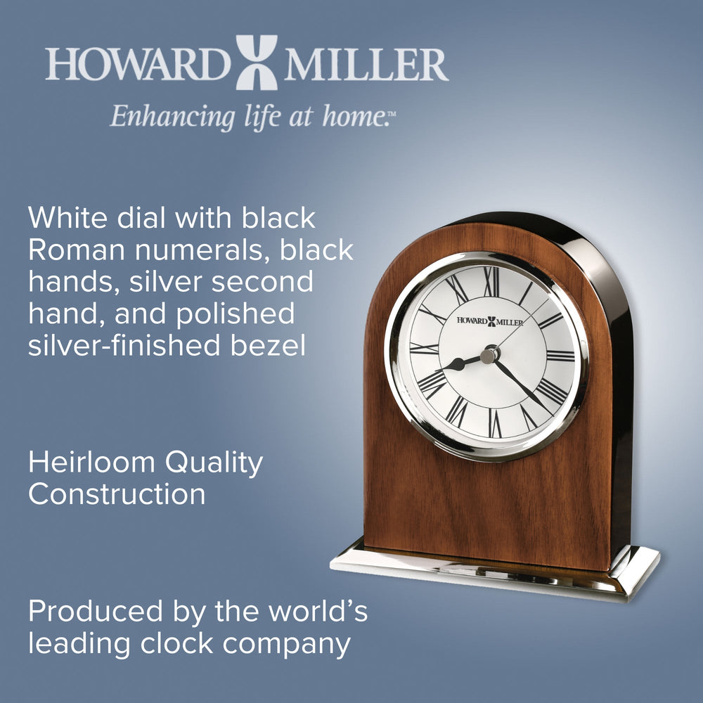 Howard Miller Palermo Desk Clock Walnut Brown Chrome 16cm 645769 2