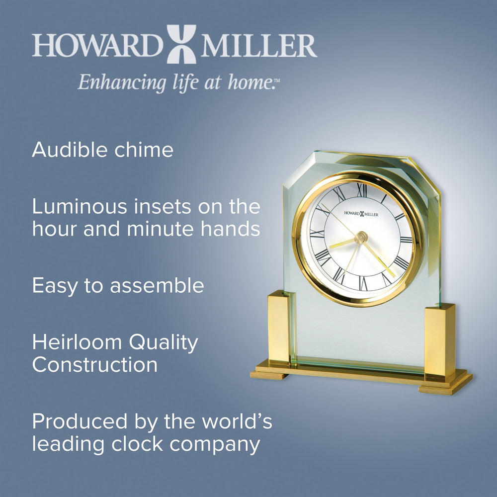 Howard Miller Paramount Alarm Clock Clear Brass 15cm 613573 2