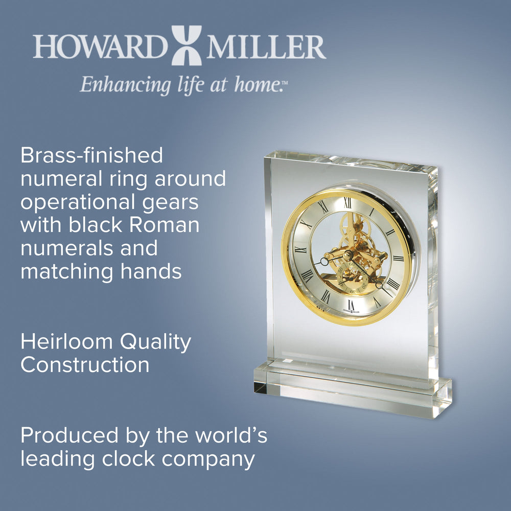 Howard Miller Prestige Desk Clock Glass Brass 21cm 645682 2