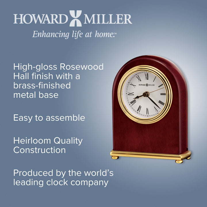 Howard Miller Rosewood Arch Alarm Clock Dark Wood 13cm 613487 2