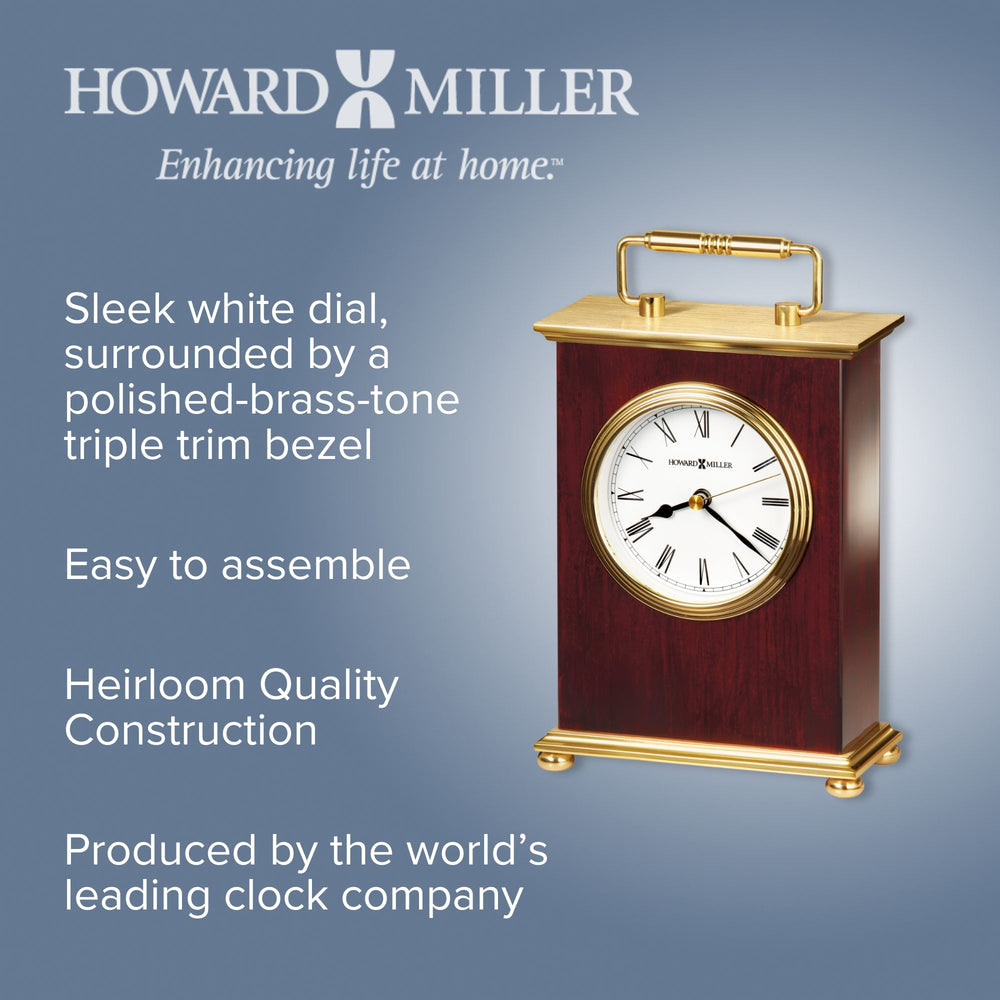 Howard Miller Rosewood Bracket Desk Clock Wood Brass 21cm 613528 2