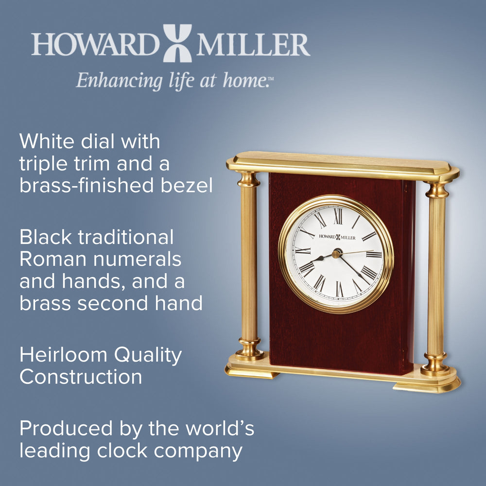 Howard Miller Rosewood Encore Bracket Desk Clock Wood Brass 19cm 645104 2